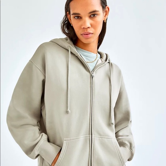 Aritzia Tops Aritzia Army Green Tna Cozy Fleece Boyfriend Zip